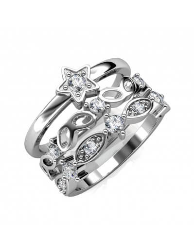 Solar Ring - Silver and Crystal