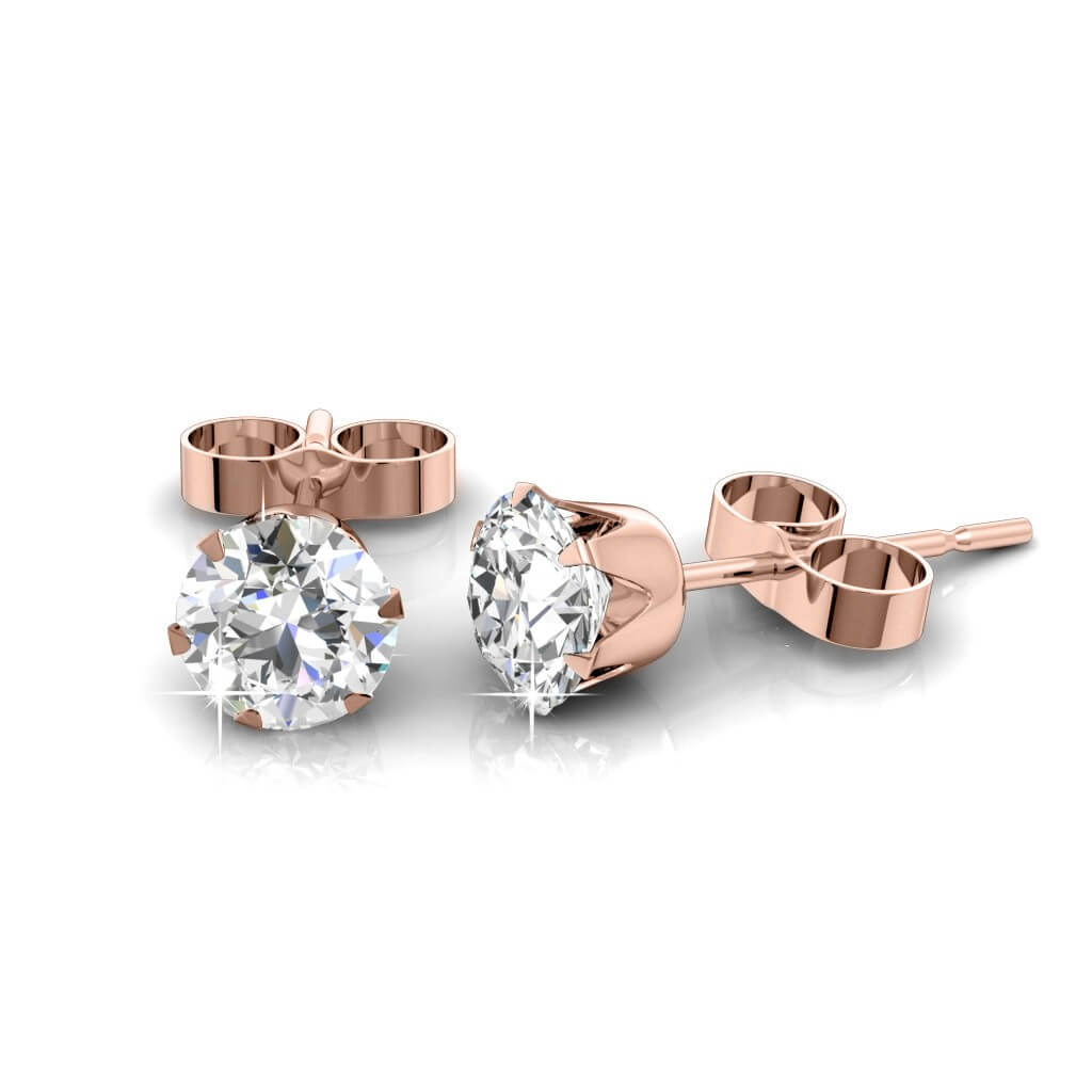 Boucles d'oreilles Solitaire M - Or Rosé et Cristal
