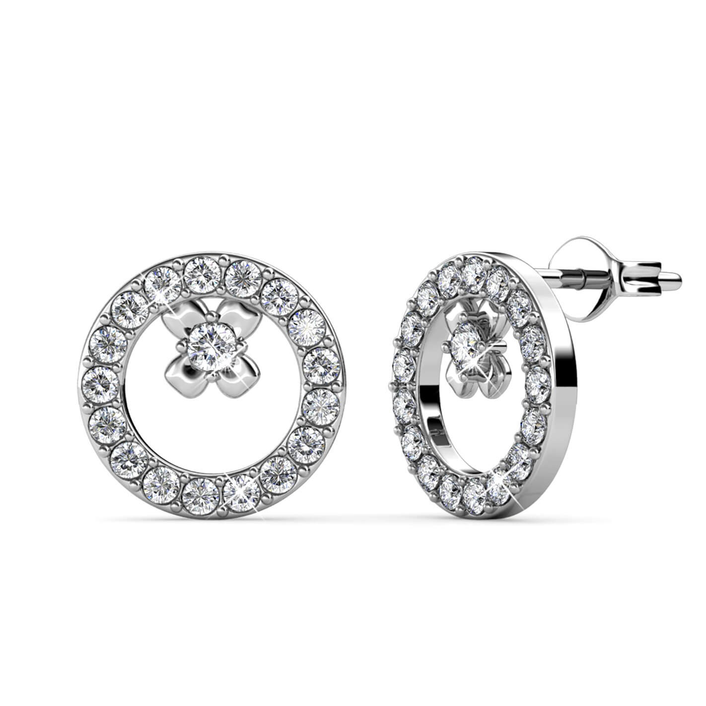 Boucles d'oreilles Eliza - Argenté et Cristal