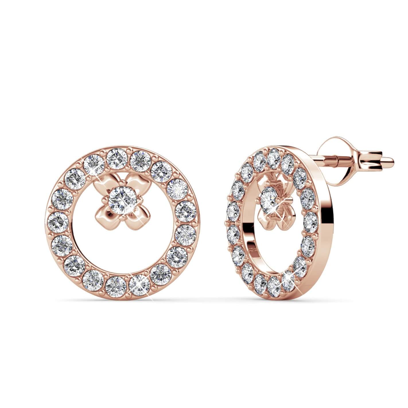 Boucles d'oreilles Eliza - Or Rosé et Cristal