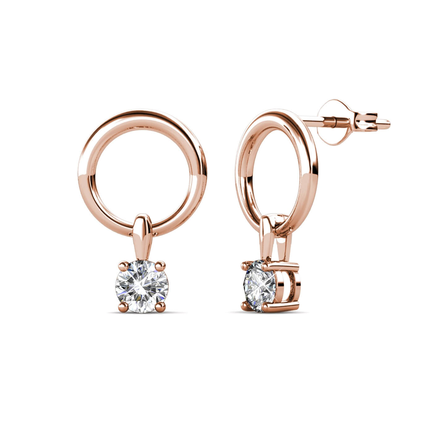 Boucles d'oreilles Octavia - Or Rosé et Cristal