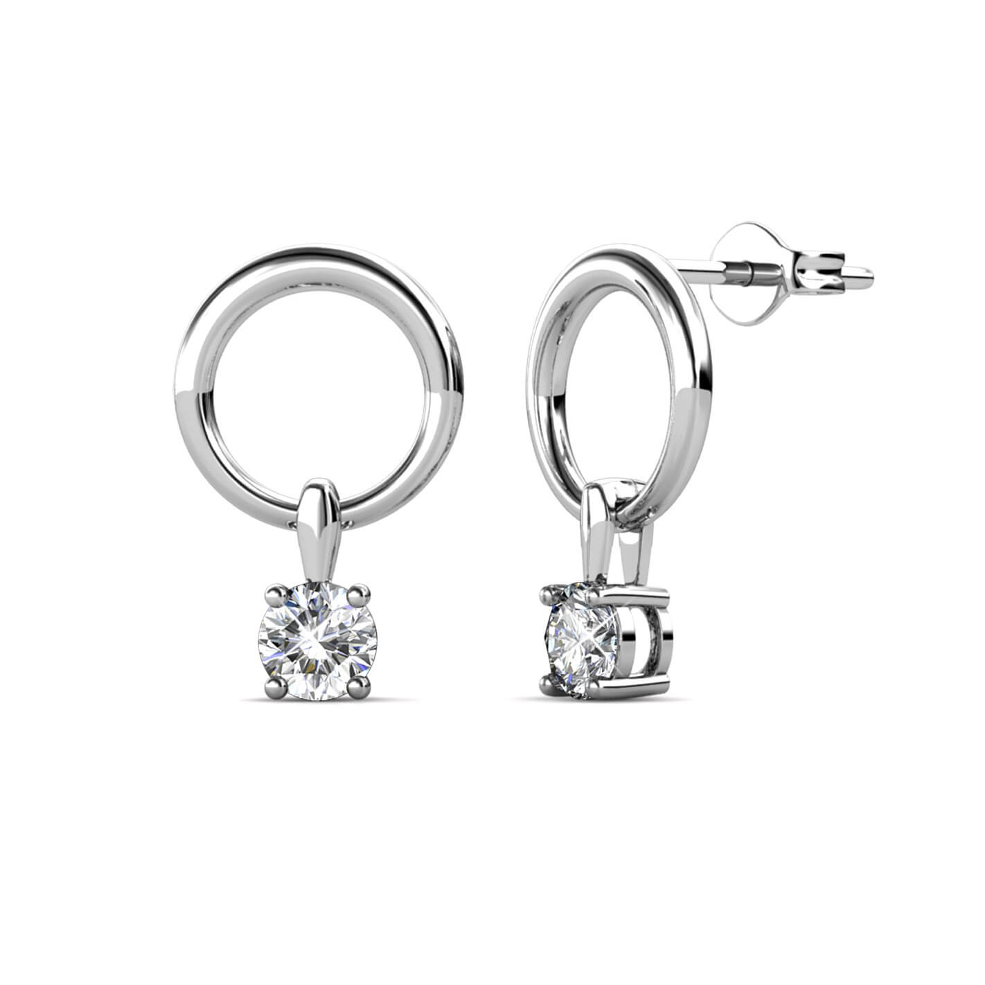 Boucles d'oreilles Octavia - Argenté et Cristal