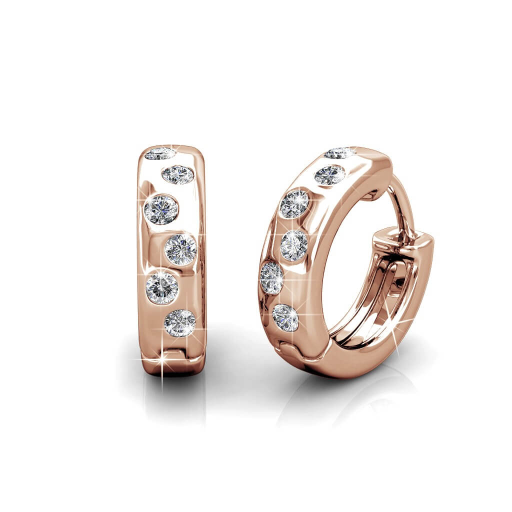 Boucles d'oreilles Joy - Or Rosé et Cristal