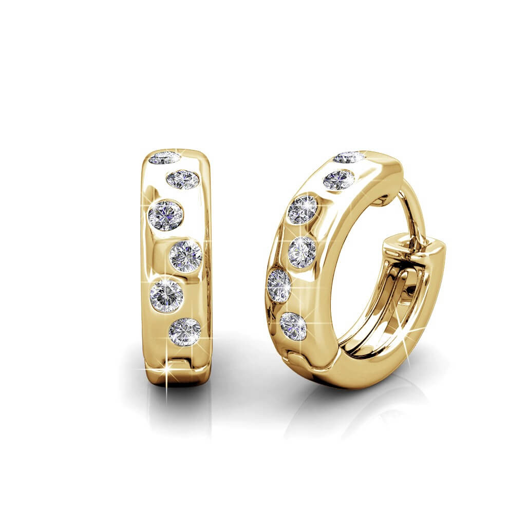 Boucles d'oreilles Joy - Doré et Cristal
