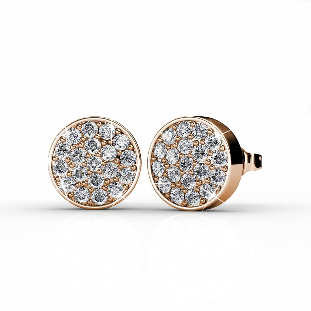 Boucles d'oreilles Round - Or Rosé et Cristal