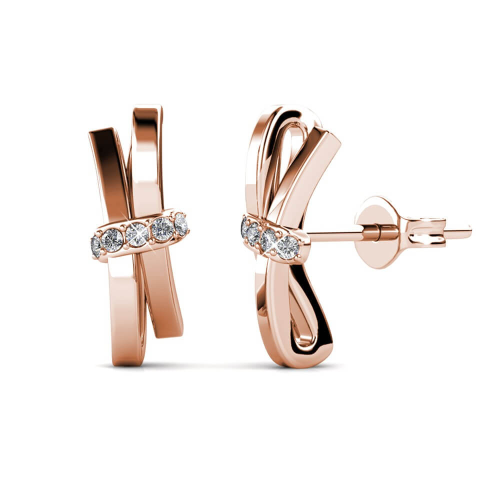 Boucles d'oreilles Luminous Bow - Or Rosé et Cristal