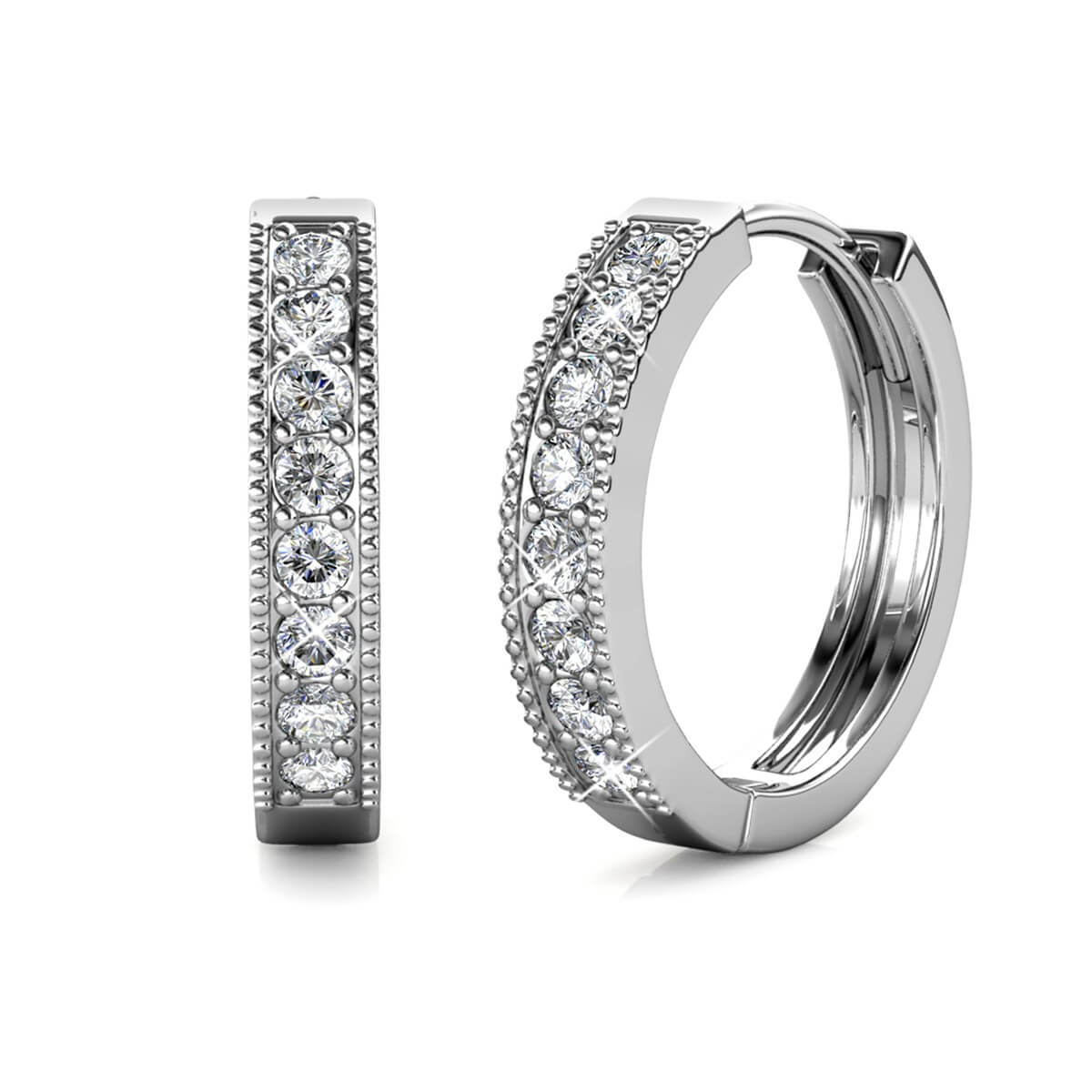 Boucles d'oreilles Eclat - Argenté et Cristal