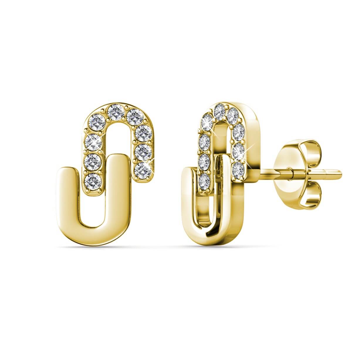 Boucles d'oreilles Union - Doré et Cristal