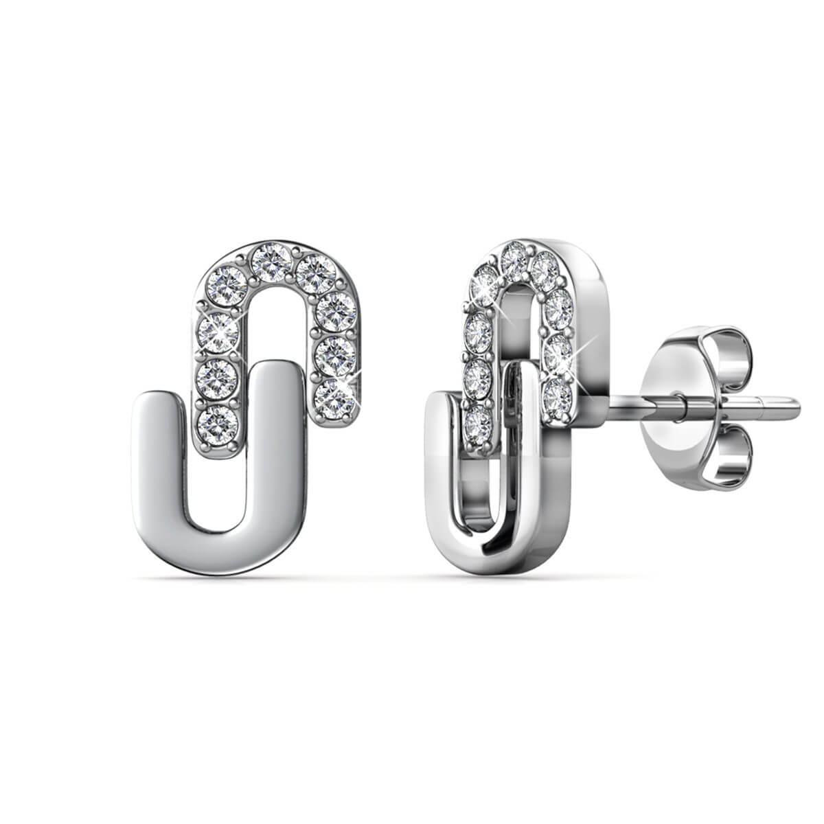 Boucles d'oreilles Union - Argenté et Cristal