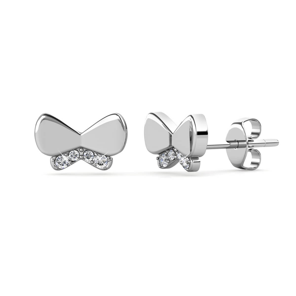 Boucles d'oreilles Butterfly Bow - Argenté et Cristal