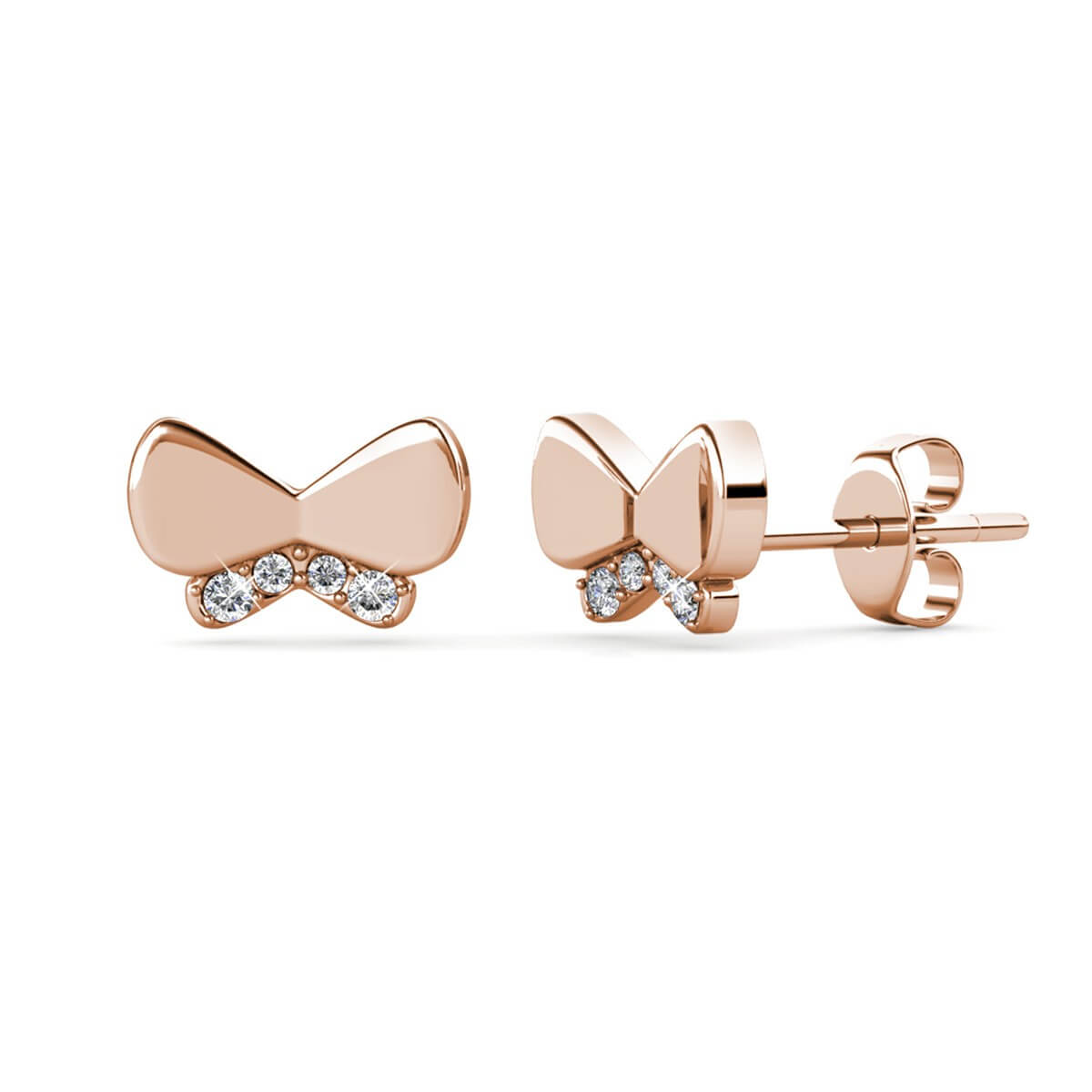 Boucles d'oreilles Butterfly Bow - Or Rosé et Cristal