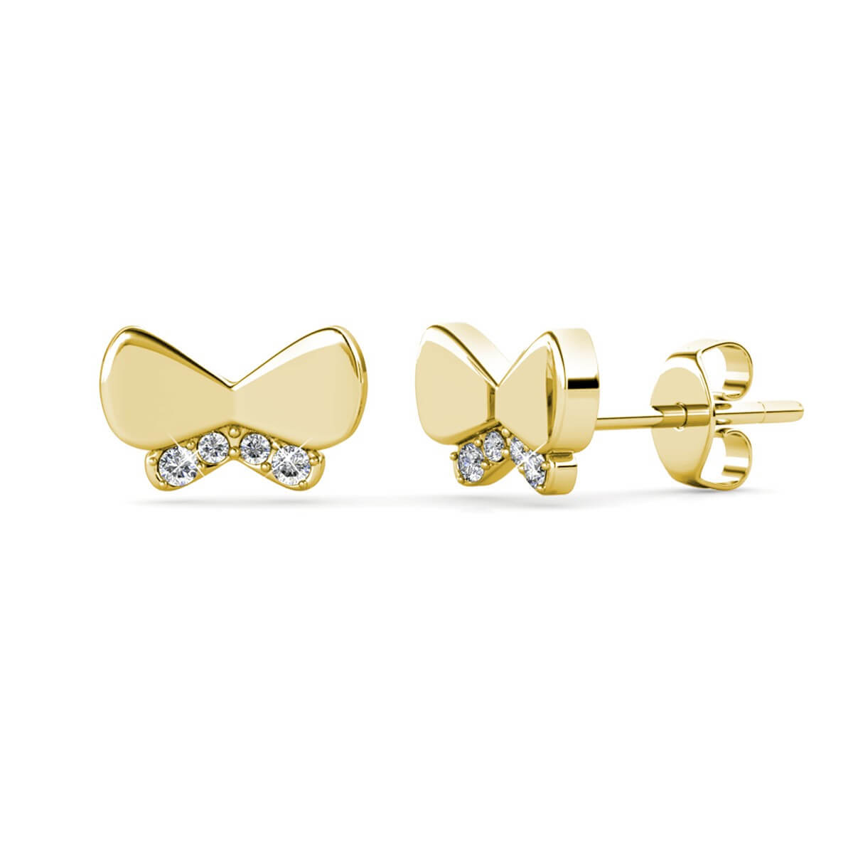 Boucles d'oreilles Butterfly Bow - Doré et Cristal