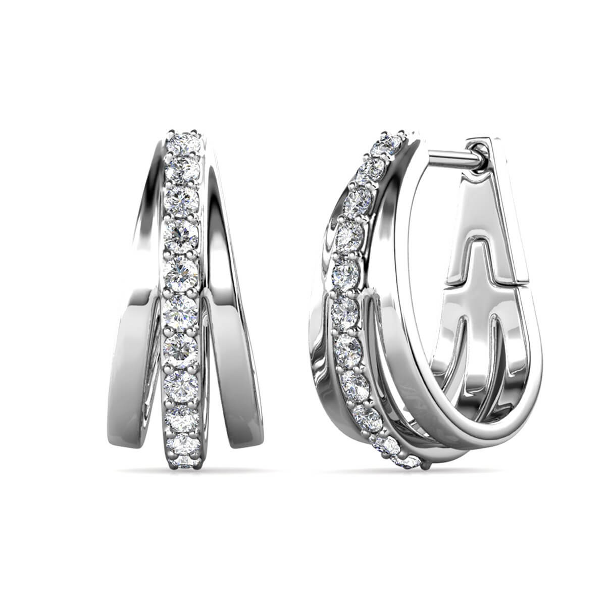Boucles d'oreilles Aurielle Hoop - Argenté et Cristal