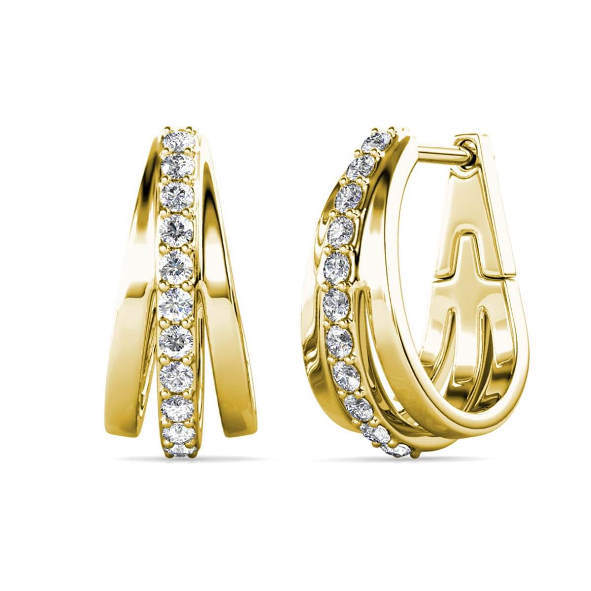 Boucles d'oreilles Aurielle Hoop - Doré et Cristal