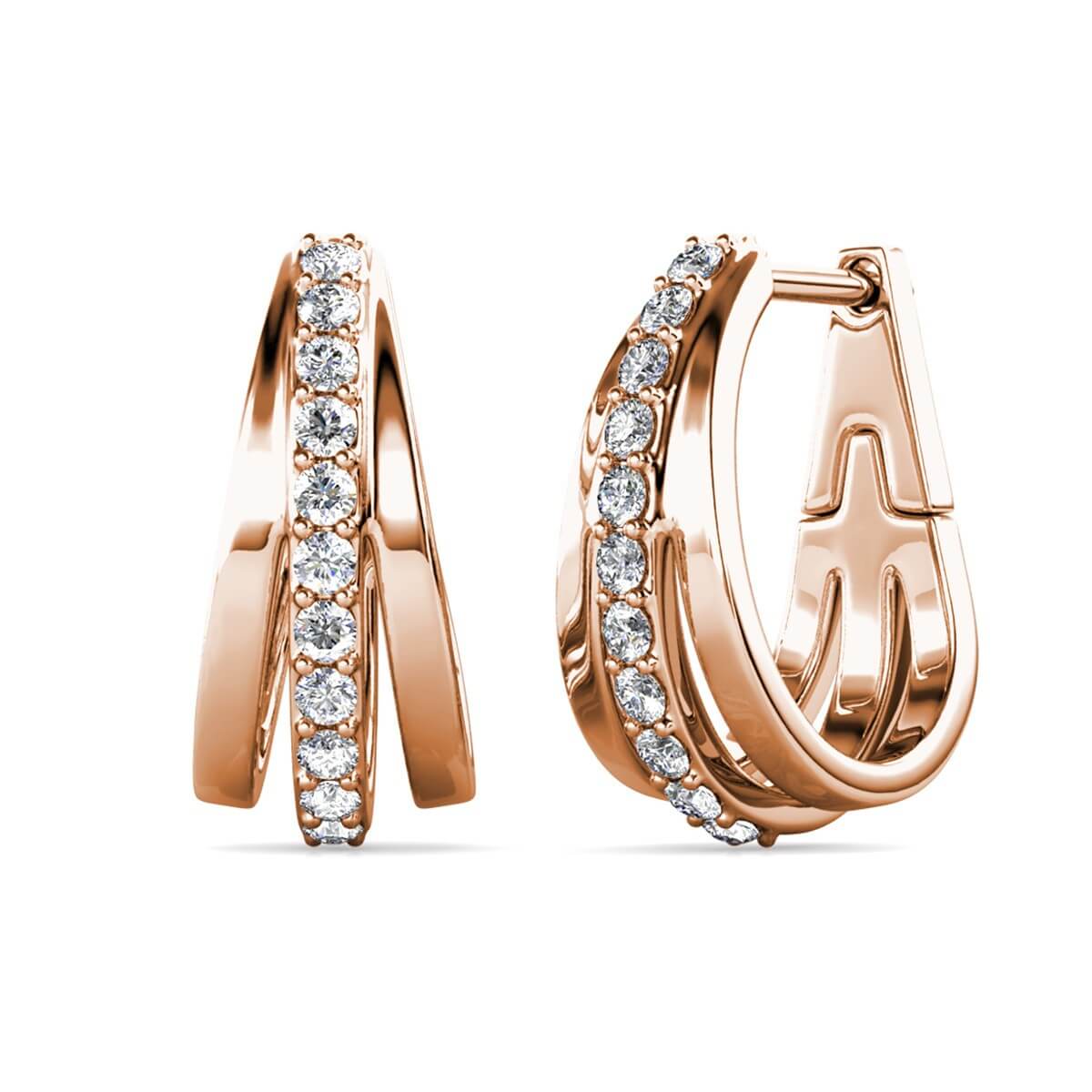 Boucles d'oreilles Aurielle Hoop - Or Rosé et Cristal