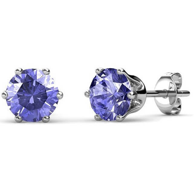 Boucles d'oreilles Birth Stone Février - Argenté et Violet