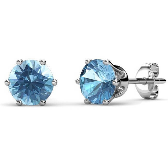 Boucles d'oreilles Birth Stone Mars - Argenté et Bleu clair