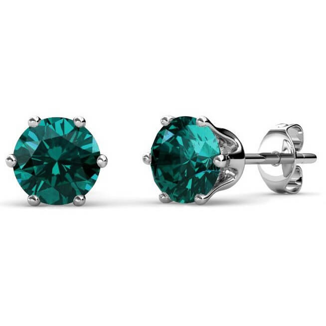 Boucles d'oreilles Birth Stone Mai - Argenté et Vert foncé