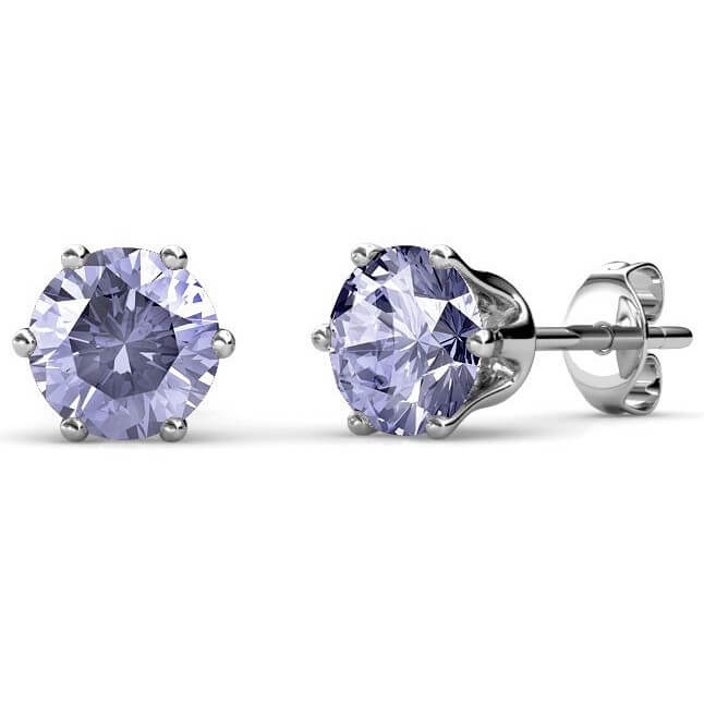 Boucles d'oreilles Birth Stone Juin - Argenté et Violet
