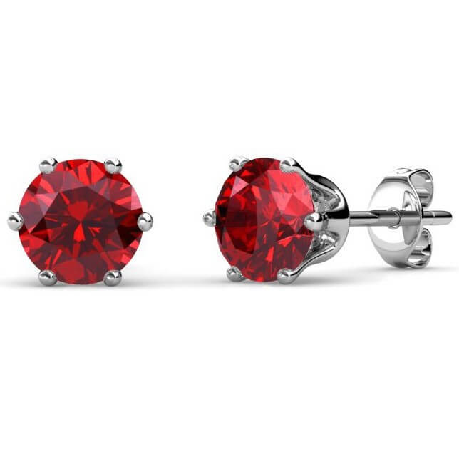 Boucles d'oreilles Birth Stone Juillet - Argenté et Rouge