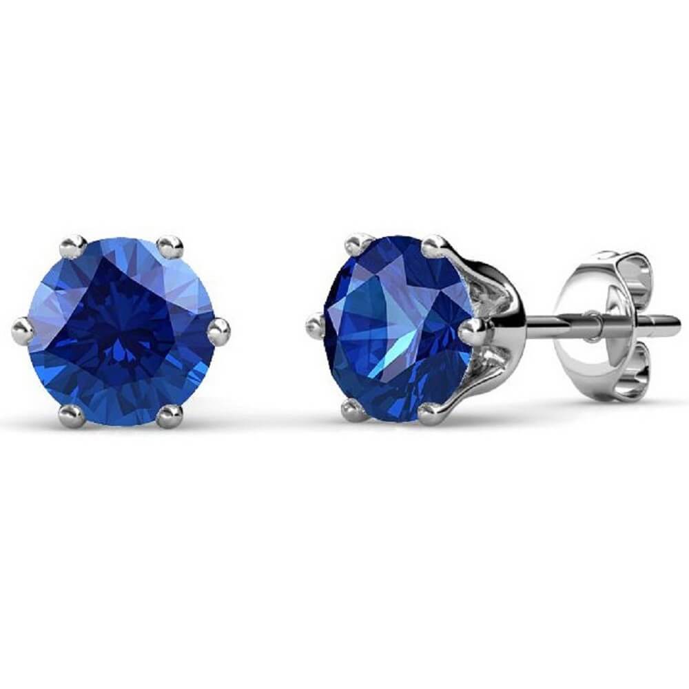 Boucles d'oreilles Birth Stone Septembre - Argenté et Marine