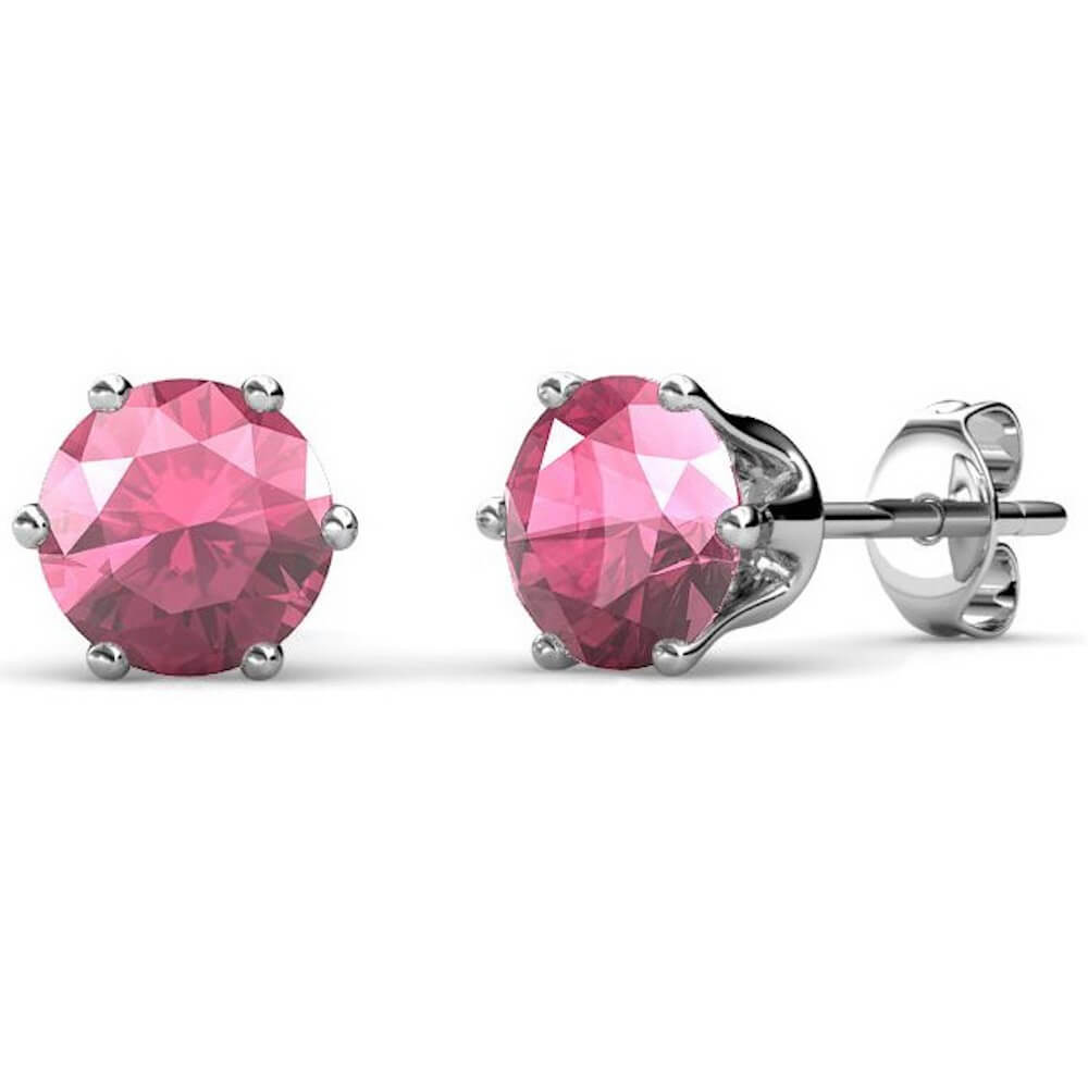 Boucles d'oreilles Birth Stone Octobre - Argenté et Rose