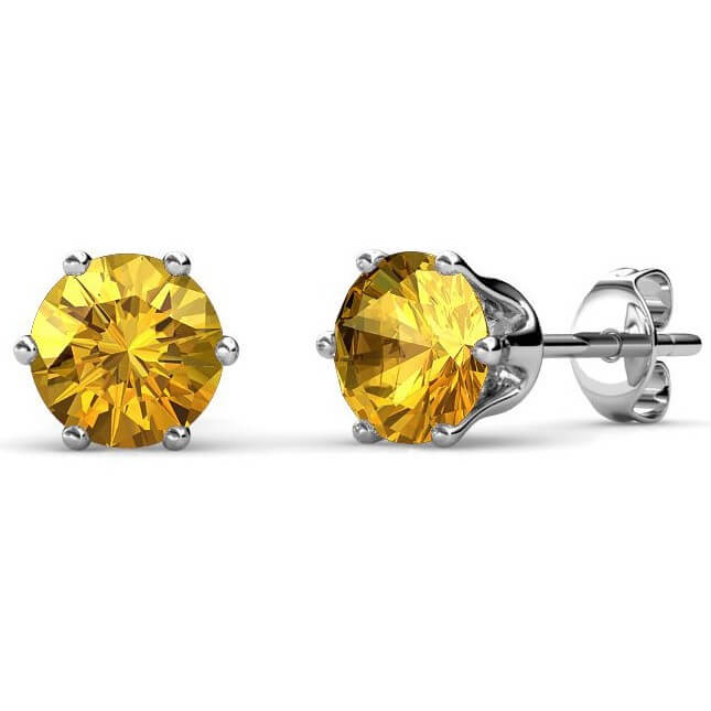 Boucles d'oreilles Birth Stone Novembre - Argenté et Jaune