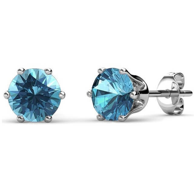 Boucles d'oreilles Birth Stone Décembre - Argenté et Bleu