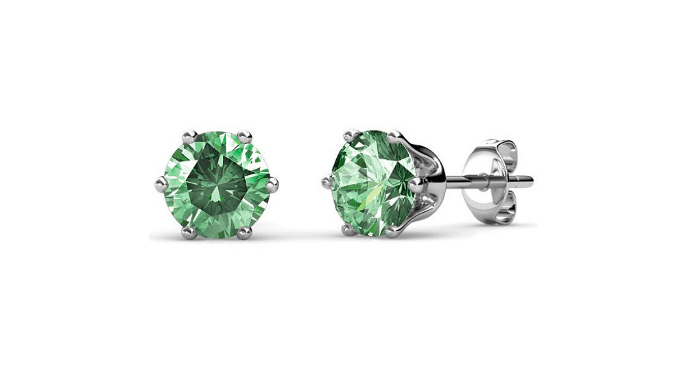 Boucles d'oreilles Birth Stone Aout - Argenté et Vert clair