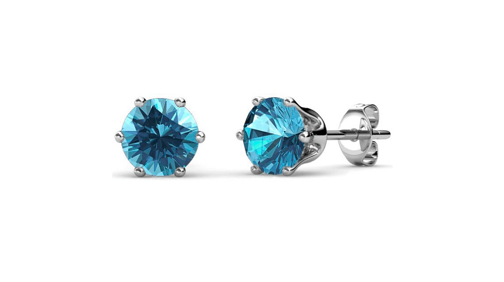 Boucles d'oreilles Birth Stone Décembre - Argenté et Bleu