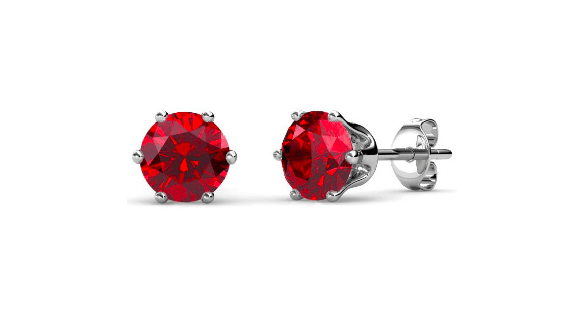 Boucles d'oreilles Birth Stone Juillet - Argenté et Rouge