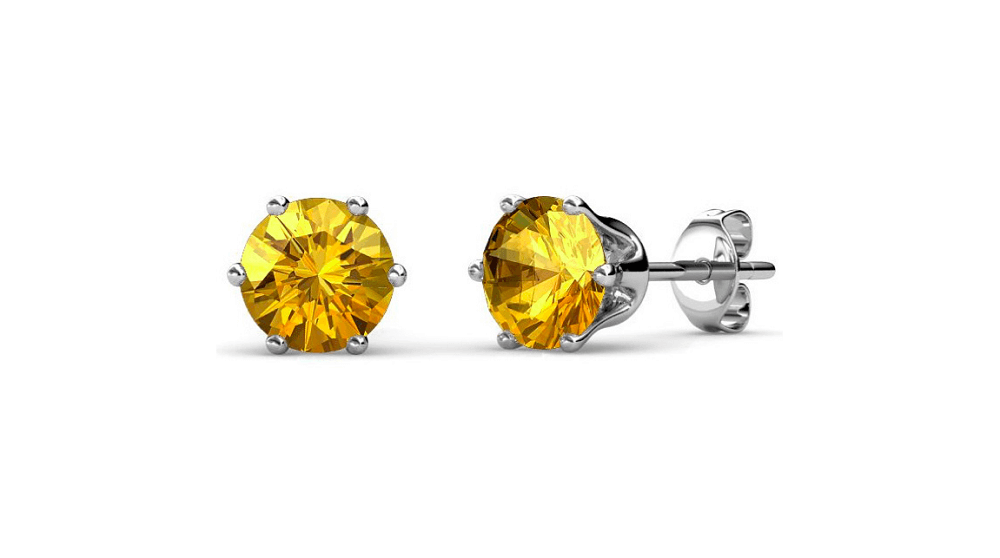 Boucles d'oreilles Birth Stone Novembre - Argenté et Jaune