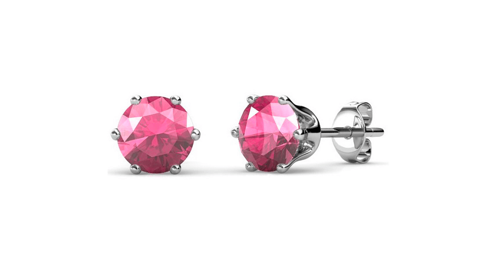 Boucles d'oreilles Birth Stone Octobre - Argenté et Rose