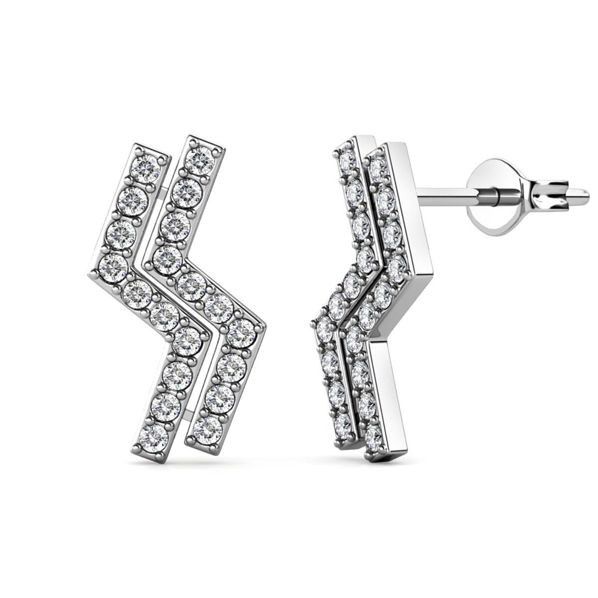 Boucles d'oreilles Brontide - Argenté et Cristal