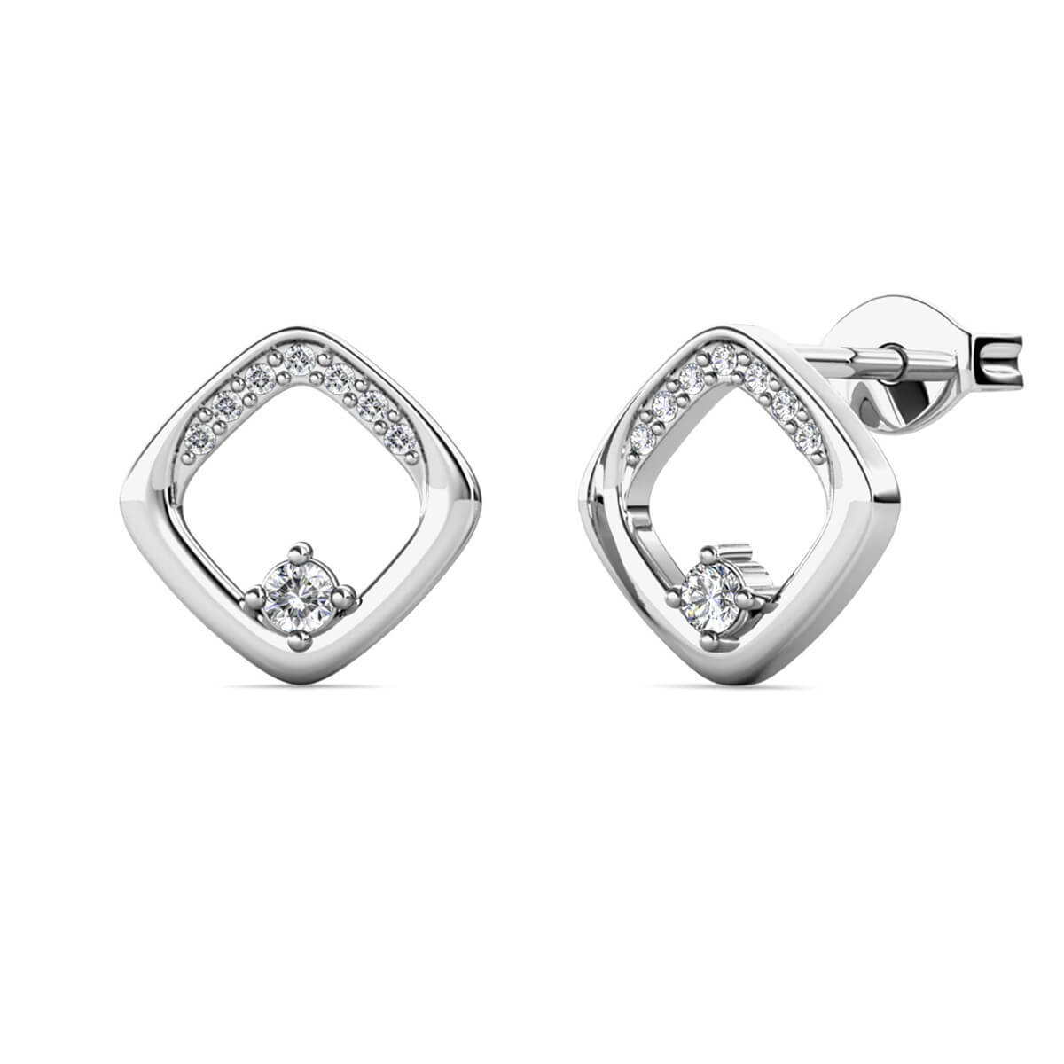 Boucles d'oreilles Adelise - Argenté et Cristal