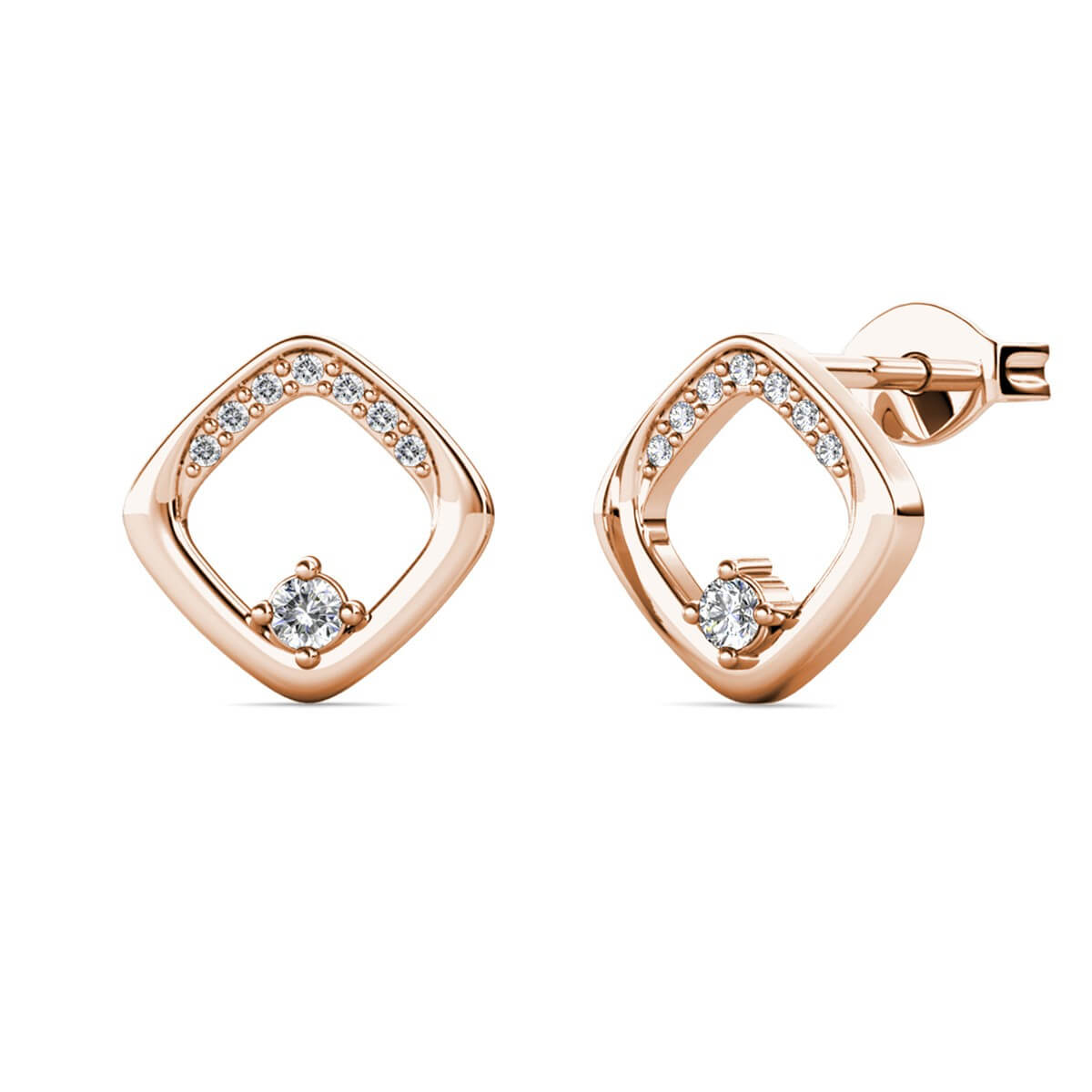 Boucles d'oreilles Adelise - Or Rosé et Cristal