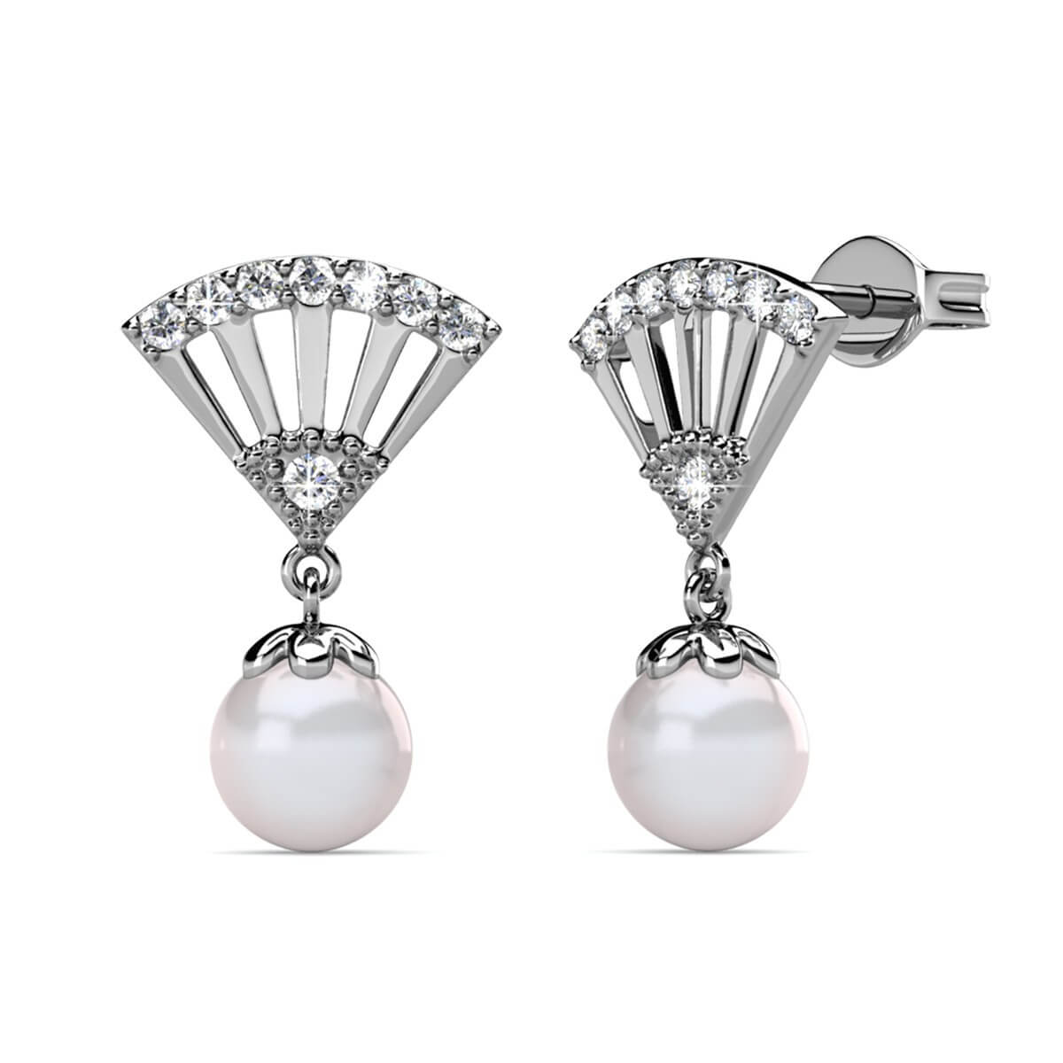 Boucles d'oreilles Ingride Pearl - Argenté et Cristal