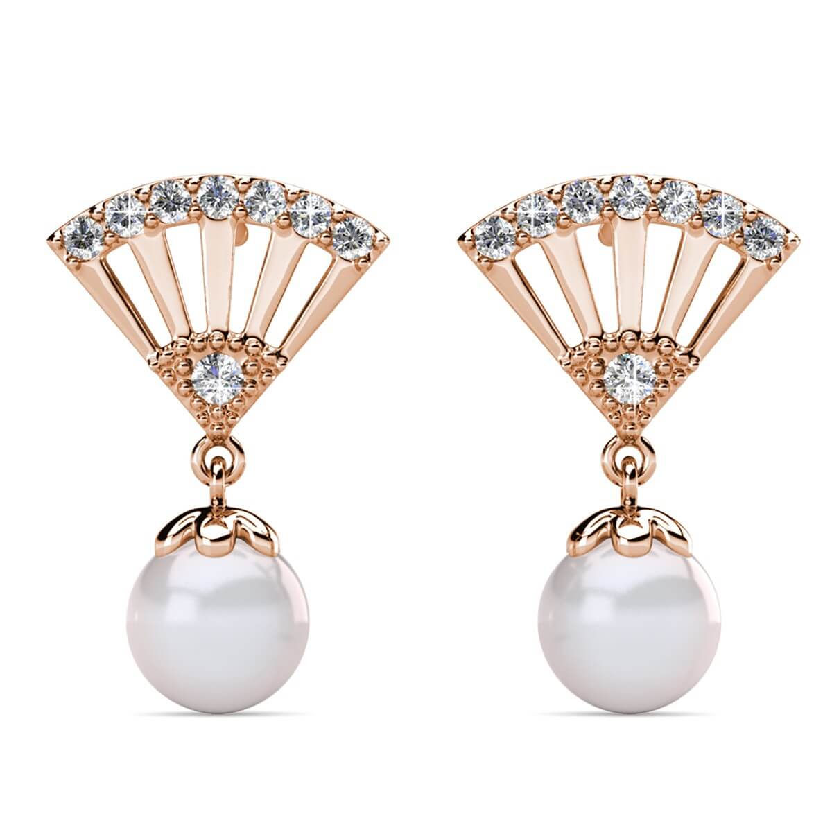 Boucles d'oreilles Ingride Pearl - Or Rosé et Cristal