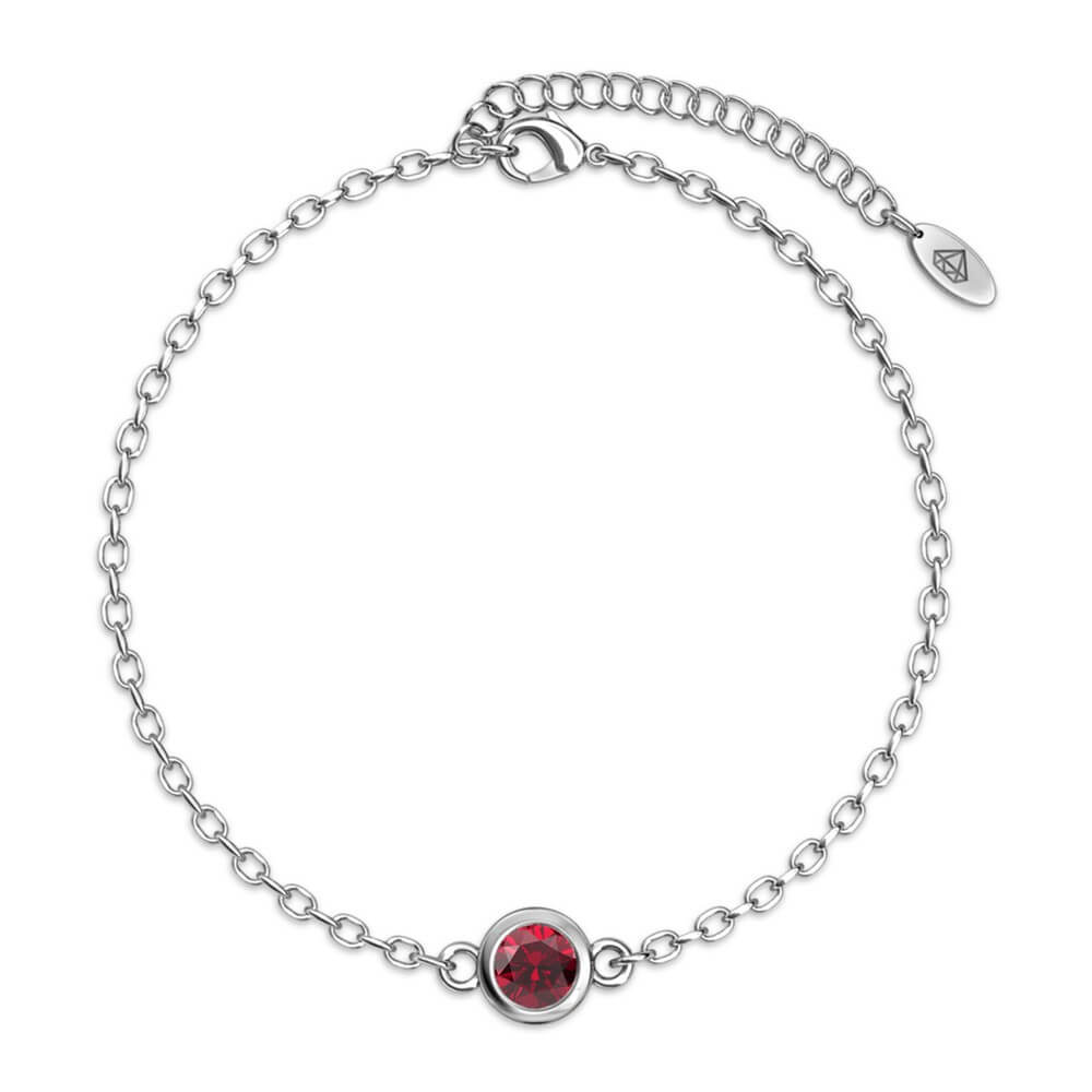 Bracelet Birth Stone - Argenté et Rouge