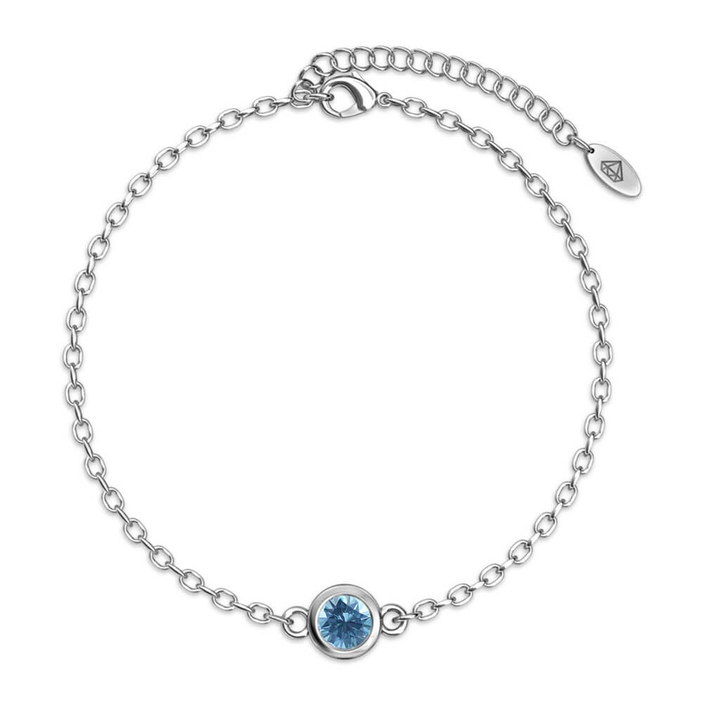 Bracelet Birth Stone - Argenté et Bleu clair