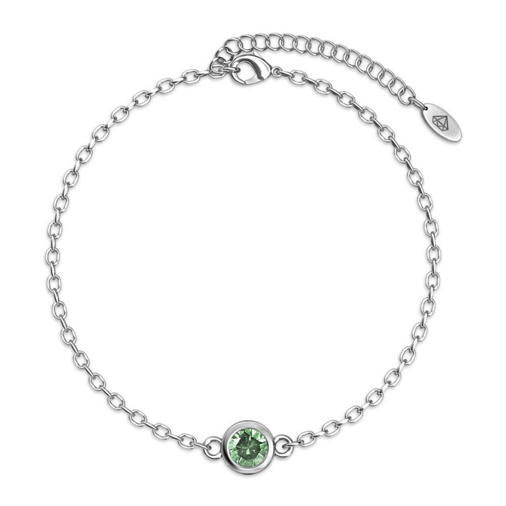 Bracelet Birth Stone - Argenté et Vert clair