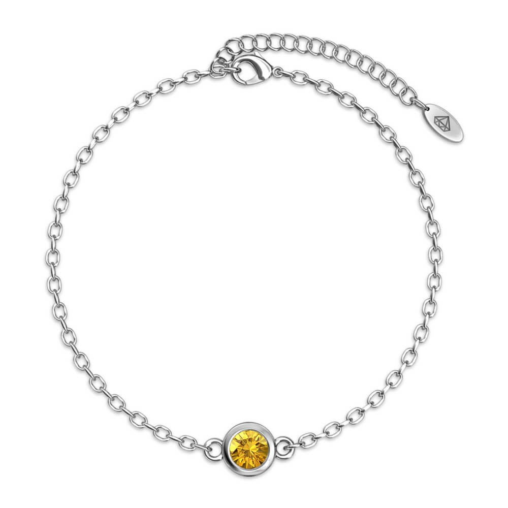 Birth Stone Bracelet - Silver and Yellow