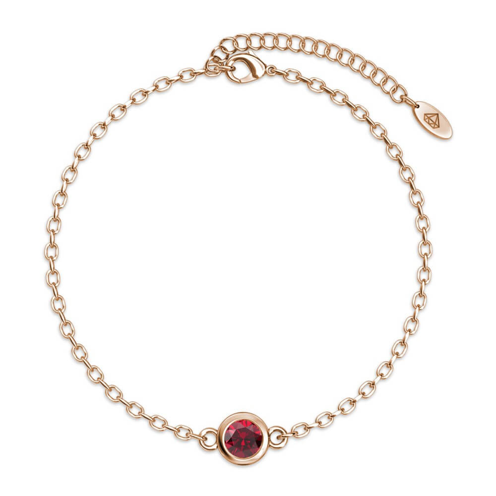 Bracelet Birth Stone - Or Rosé et Rouge