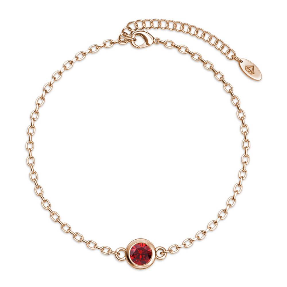 Bracelet Birth Stone - Or Rosé et Rouge