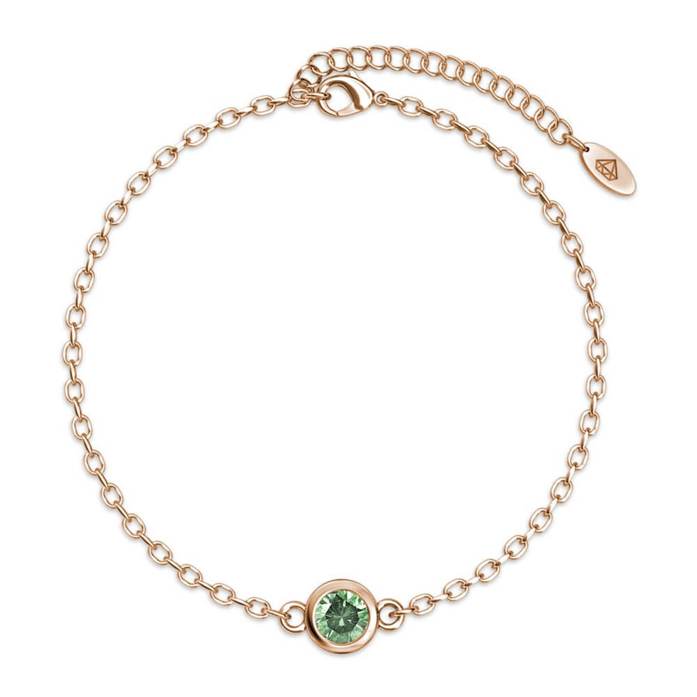 Bracelet Birth Stone - Or Rosé et Vert clair
