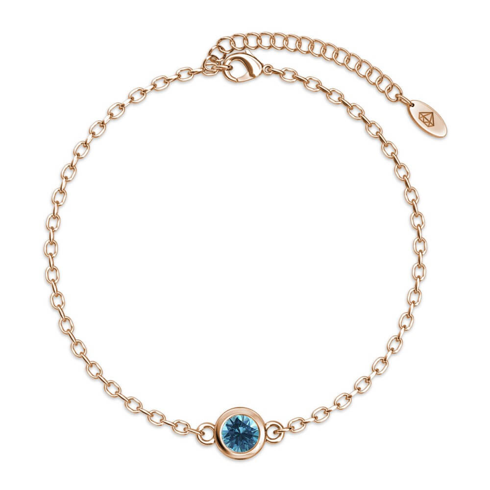 Birth Stone Bracelet - Rose Gold and Blue