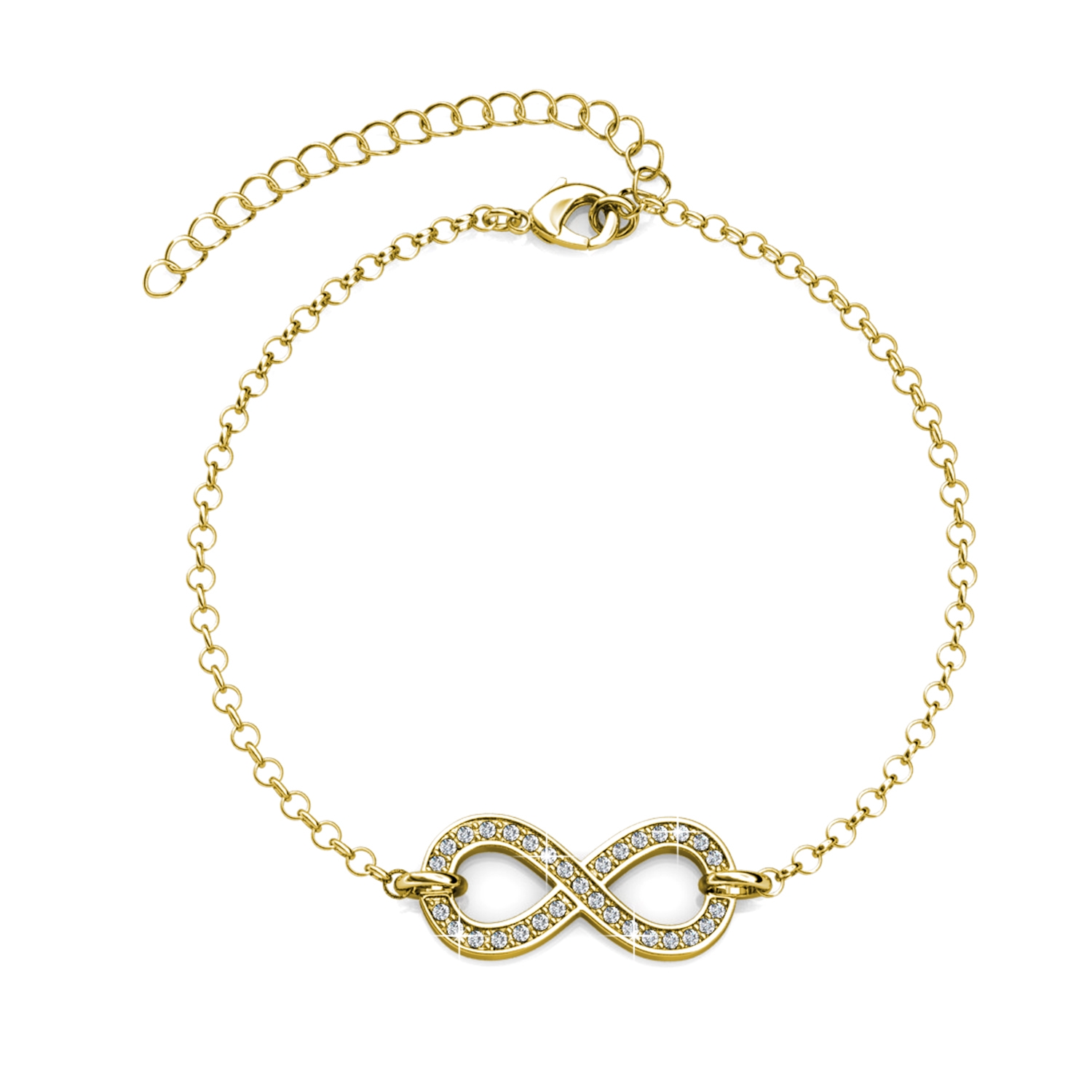 Bracelet Infinity Eight - Doré et Cristal