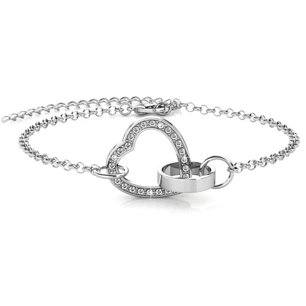 Bracelet Locked Heart - Argenté et Cristal