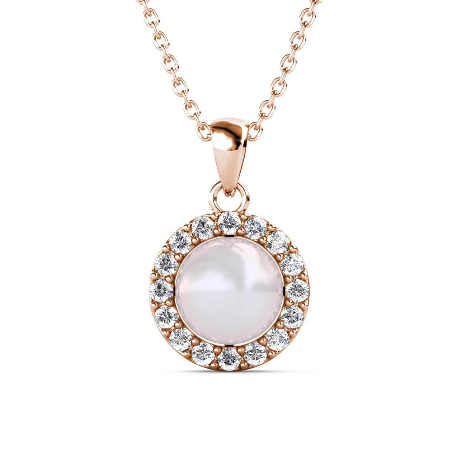 Circlet Pearl Pendants - Silver and Crystal