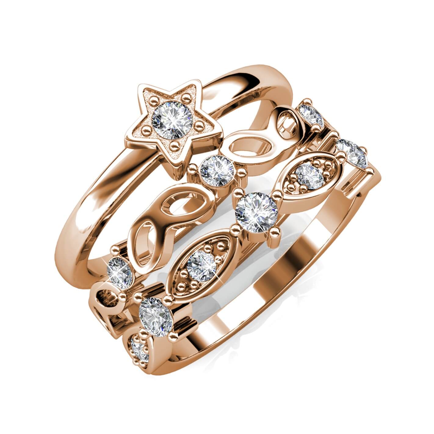 Bague Solar - Or Rosé et Cristal